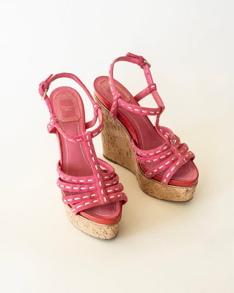 Christian Dior "2000s Cork Wedge Platform Heels"