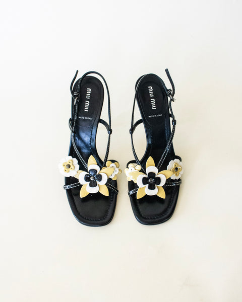 Miu Miu "2000s Leather Flower Slingback Heels"