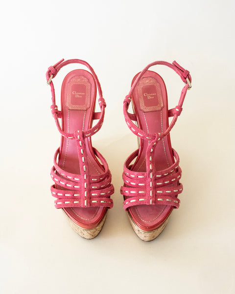 Christian Dior "2000s Cork Wedge Platform Heels"