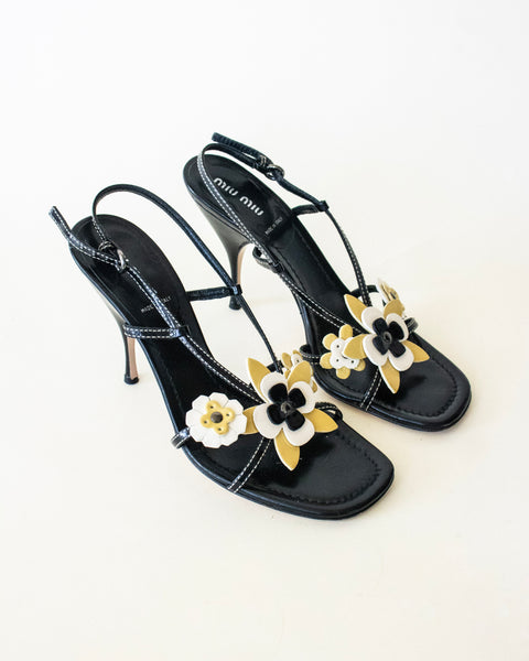 Miu Miu "2000s Leather Flower Slingback Heels"