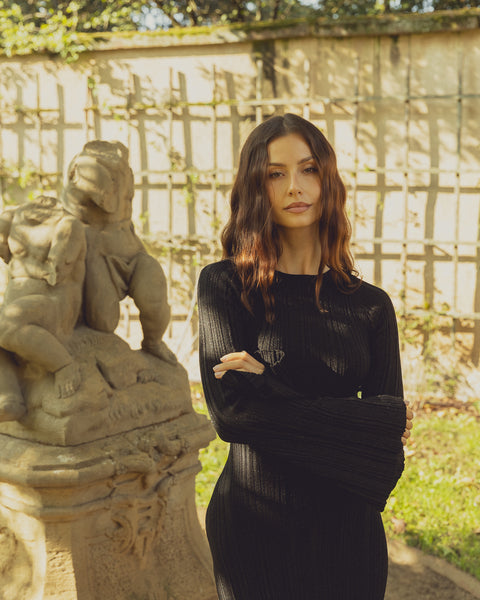 BOA "Black Fine Knit Maxi Dress"