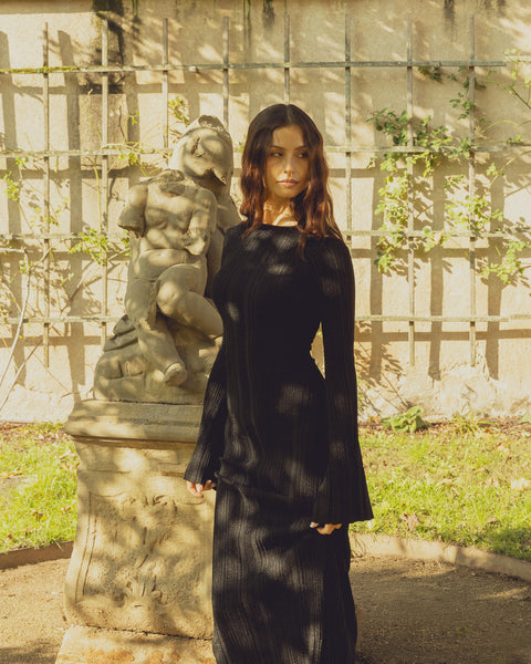 BOA "Black Fine Knit Maxi Dress"