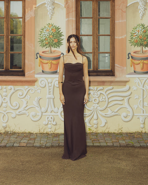 BOA "Ruched Chiffon Maxi Dress"
