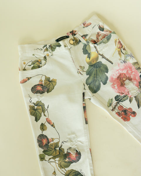 Roberto Cavalli "2000s Fruit & Floral Print Capri Jeans"
