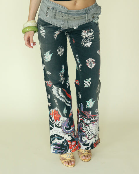 Roberto Cavalli "2003 Just Cavalli Tattoo Print Jeans"